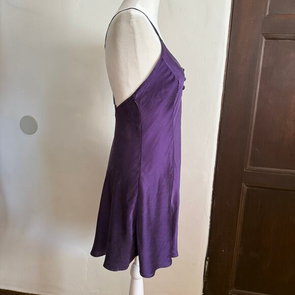 90s vintage Victoria's Secret | Gold Label purple silk Chemise Slit Extra Small - Picture 6 of 9